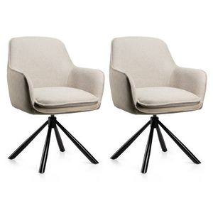 Sada 2 ks otočných jídelních křesel Ciano bouclé/eko kůže krémová vyobraziť