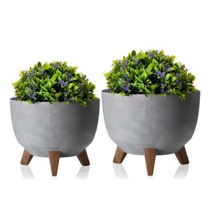 Sada 2 květináčů Rosa Linea šedý beton vyobraziť