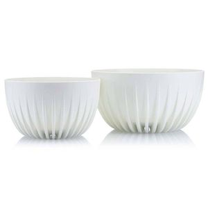 Sada 2 květináčů STRIPPED ECO bílá vyobraziť