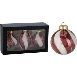 Sada 3 ks vánočních baněk Patrick červená/bílá vyobraziť