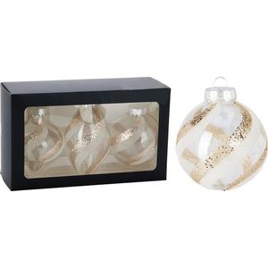Sada 3 ks vánočních baněk Patrick zlatá/bílá vyobraziť