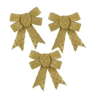 Sada 3 ks vánočních dekorativních mašlí Santa Lila 9, 5x12 cm zlatá vyobraziť