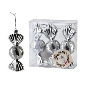 Sada 3 ks vánočních ozdob Silas 11x4 cm stříbrná vyobraziť