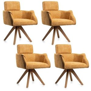 Sada 4 ks otočných jídelních křesel Ambra bouclé medově hnědá vyobraziť