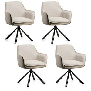 Sada 4 ks otočných jídelních křesel Ciano bouclé/eko kůže krémová vyobraziť