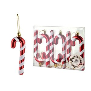 Sada 6 ks vánočních ozdob Santa Lila cukrová hůl červeno-bílá vyobraziť