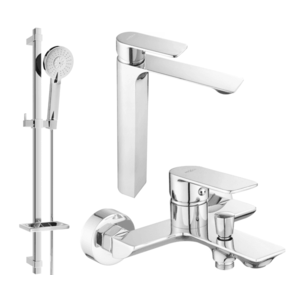 Sada batérií MEXEN ALEXA III - umývadlová batéria + vaňová batéria so sprchou chróm vyobraziť