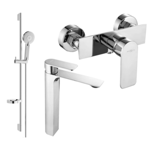 Sada batérií MEXEN ALEXA XII - umývadlová batéria + sprchová batéria so sprchou chróm vyobraziť