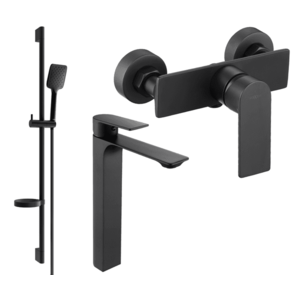 Sada baterií MEXEN ALEXA XIX - umyvadlová baterie + sprchová baterie se sprchou černá vyobraziť