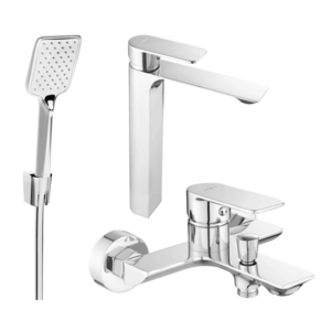 Sada batérií MEXEN ALEXA XV - umývadlová batéria + vaňová batéria so sprchou chróm vyobraziť