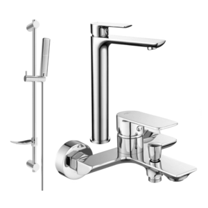 Sada batérií MEXEN ALFA XIV - umývadlová batéria + vaňová batéria so sprchou chróm vyobraziť