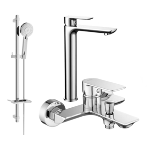 Sada batérií MEXEN ALFA XVIII - umývadlová batéria + vaňová batéria so sprchou chróm vyobraziť