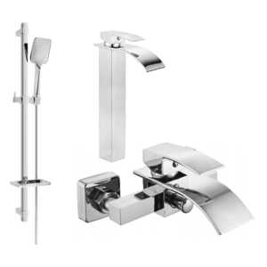 Sada batérií MEXEN ARIES IV umývadlová batéria + vaňová batéria so sprchou chróm vyobraziť