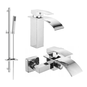 Sada batérií MEXEN ARIES V umývadlová batéria + vaňová batéria so sprchou chróm vyobraziť