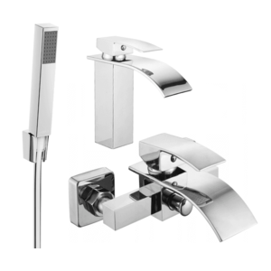 Sada batérií MEXEN ARIES XI umývadlová batéria + vaňová batéria so sprchou chróm vyobraziť