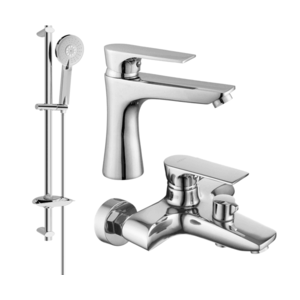 Sada batérií MEXEN AXEL umývadlová batéria + vaňová batéria so sprchou chróm vyobraziť