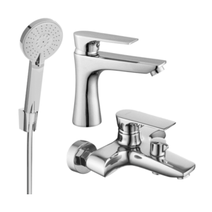 Sada batérií MEXEN AXEL XIV umývadlová batéria + vaňová batéria so sprchou chróm vyobraziť
