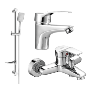 Sada batérií MEXEN CARO I - umývadlová batéria + vaňová batéria so sprchou chróm vyobraziť