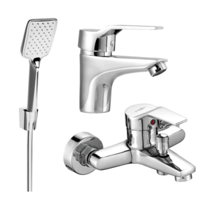 Sada batérií MEXEN CARO III - umývadlová batéria + vaňová batéria so sprchou chróm vyobraziť