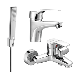 Sada baterií - umyvadlová a vanová baterie a sprchová hlavice CHROM vyobraziť