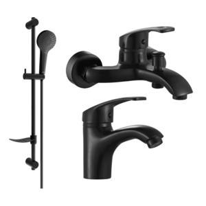 Sada baterií Mexen Fabia DF05 - umyvadlová baterie + vanová baterie se sprchou černá vyobraziť