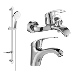 Sada baterií Mexen Fabia DF05 - umyvadlová baterie + vanová baterie se sprchou chrom vyobraziť