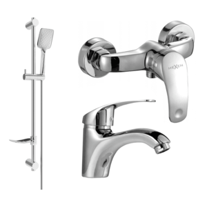 Sada baterií Mexen Fabia DF62 - umyvadlová baterie + sprchová baterie se sprchou chrom vyobraziť