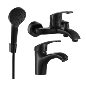 Sada baterií MEXEN Fabia R05 - umyvadlová baterie + vanová baterie se sprchou černá vyobraziť