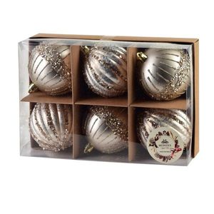 Sada vánočních baněk Santa Lila 6 ks champagne vyobraziť