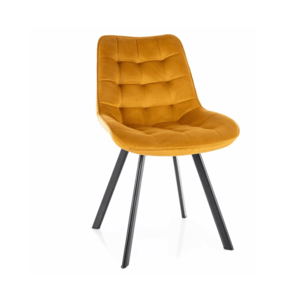 Sametová jídelní židle Monti curry žlutá/černá vyobraziť