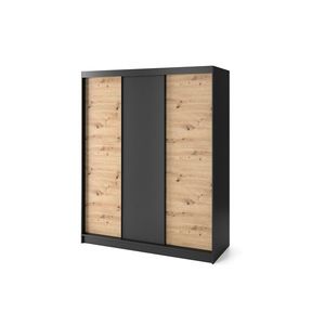Šatní skříň Esville 180 cm dub Artisan/černá vyobraziť