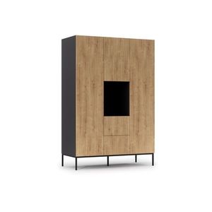 Šatní skříň Lanzzi 135 cm černá/dub Artisan vyobraziť