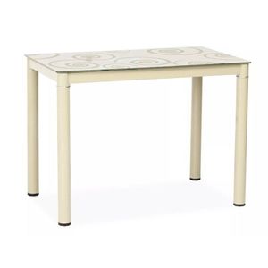 Skleněný jídelní stůl Damar 100 cm krémový vyobraziť