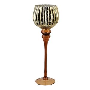 Skleněný svícen DONNA 40 cm hnědý/zlatý vyobraziť