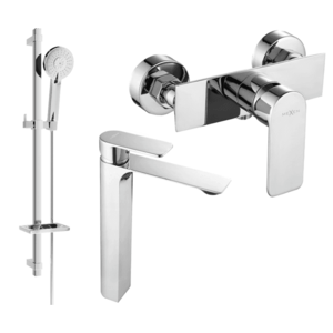 Súprava batérií MEXEN ALEXA - umývadlová batéria + sprchová batéria so sprchou chróm vyobraziť