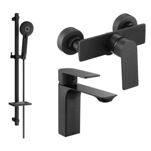 Súprava batérií MEXEN ALEXA II - umývadlová batéria + sprchová batéria so sprchou čierna vyobraziť