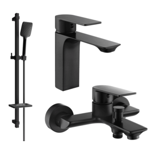 Súprava batérií MEXEN ALEXA IX - umývadlová batéria + vaňová batéria so sprchou čierna vyobraziť
