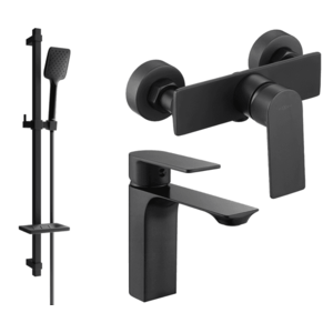 Súprava batérií MEXEN ALEXA VI - umývadlová batéria + sprchová batéria so sprchou čierna vyobraziť