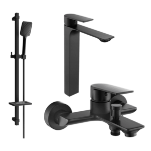 Súprava batérií MEXEN ALEXA VIII - umývadlová batéria + vaňová batéria so sprchou čierna vyobraziť