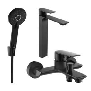 Súprava batérií MEXEN ALEXA X - umývadlová batéria + vaňová batéria so sprchou čierna vyobraziť