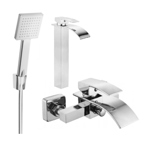 Súprava batérií MEXEN ARIES VIII umývadlová batéria + vaňová batéria so sprchou chróm vyobraziť