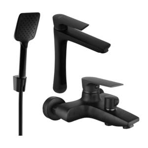 Súprava batérií MEXEN AXEL XVII umývadlová batéria + vaňová batéria so sprchou čierna vyobraziť