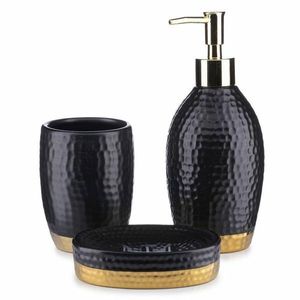 Súprava kúpeľňových doplnkov Lumi čierna/zlatá vyobraziť