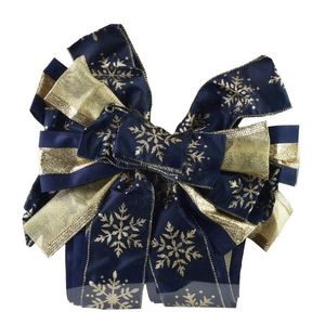 Vánoční dekorativní mašle Santa Lila 32x130 cm modro-zlatá s vločkami vyobraziť