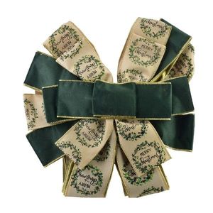 Vánoční dekorativní mašle Santa Lila 32x130 cm zeleno-béžová s nápisem Merry Christmas vyobraziť