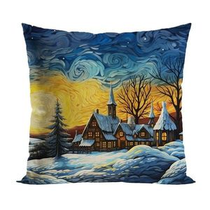 Vánoční povlak na polštář Expressionism Town 40x40 cm vyobraziť