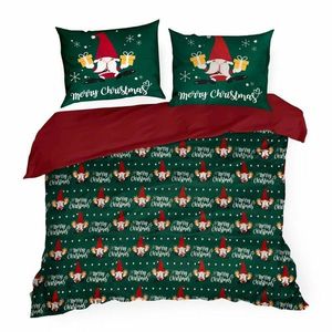 Vánoční povlečení z mikrovlákna Galdor 160x200 cm + 2x 70x80 cm zelené/červené vyobraziť
