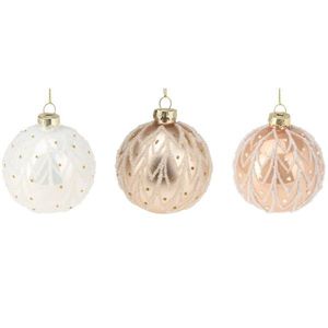 Vánoční sada 12 ks skleněných baněk LITTLE champagne/perleť/bílá vyobraziť