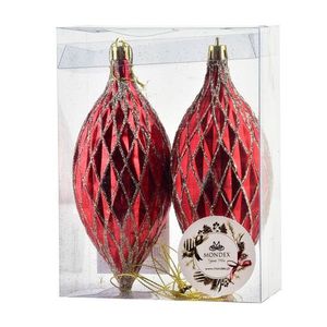 Vánoční sada 2 ks závěsných šišek SANTA LILA 17 cm červená vyobraziť