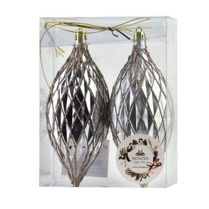 Vánoční sada 2 ks závěsných šišek SANTA LILA 17 cm stříbrná vyobraziť